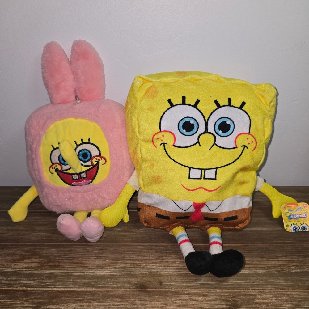 Nickelodeon SpongeBob SquarePants Plush Set Classic & Pink Bunny Costume NWT